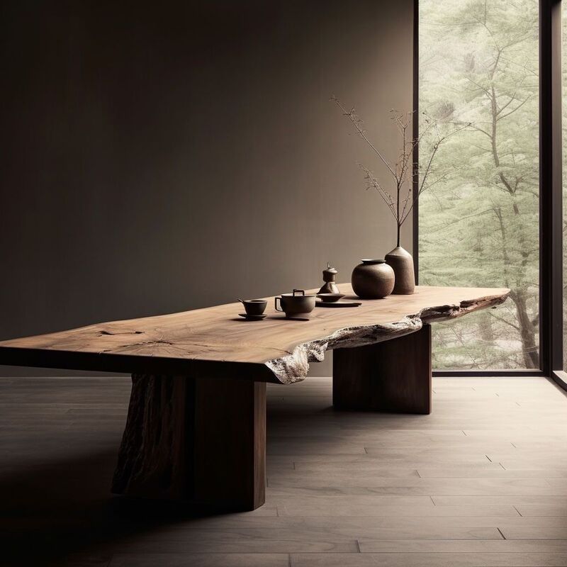 Wabi-Sabi Style Classical Log Tea Table Retro Old Natural Surface Decorative Display Long Table B&B Solid Wood Dining Table Tea Table Wabi-Sabi Style Classical Log Tea Table Retro Old Natural Surface Decorative Display Long Table B&B Solid Wood Dining Table Tea Table
