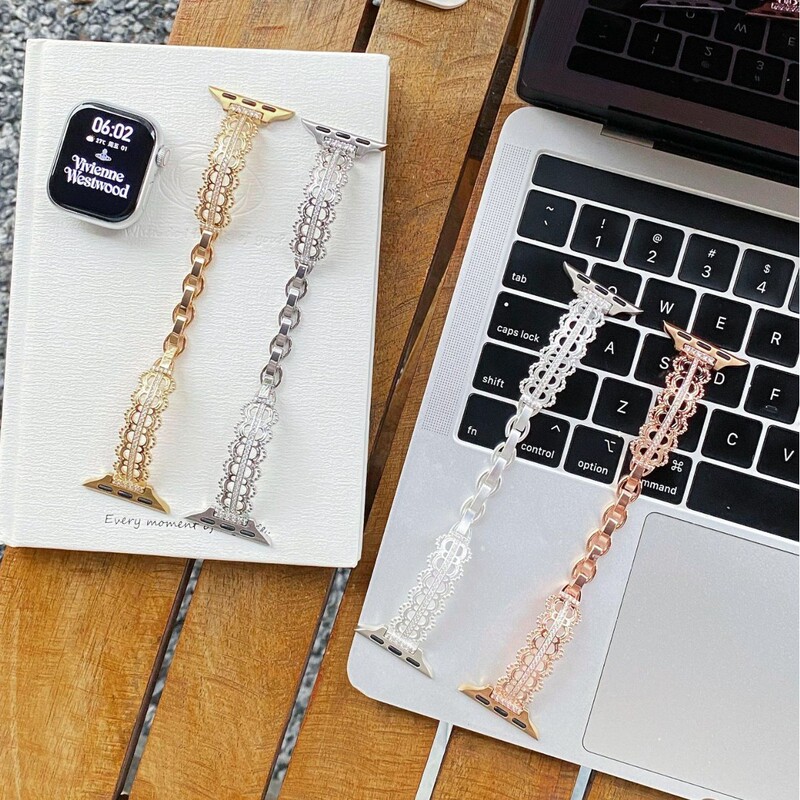 Lace Cut Out Strap Suitable for Apple Iwatch23456789S10 Watch Wrist Strap Apple Watch Strap
