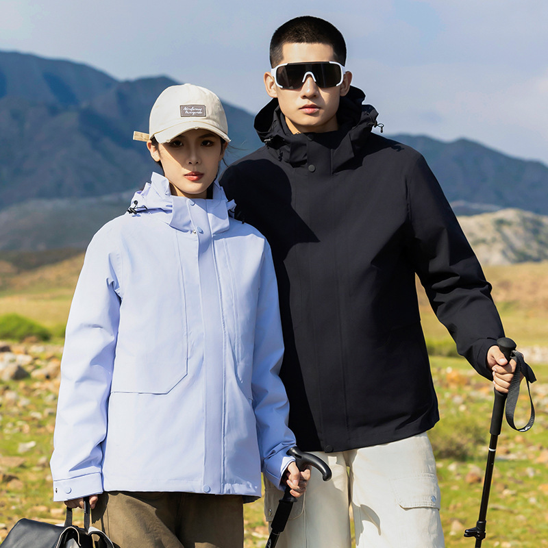 Down Three-In-One Goose down National Standard Outdoor Jacket, Windproof Mountaineering Clothing, Hiking Couple Style