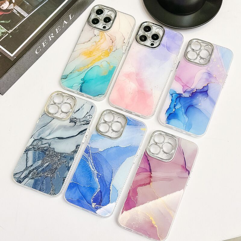 Electroplated Marble Pattern Suitable for iPhone16pro Apple 15Pro Max Mobile Phone Case Advanced Sense 14Pro Foreign Trade Electroplated Marble Pattern Suitable for iPhone16pro Apple 15Pro Max Mobile Phone Case Advanced Sense 14Pro Foreign Trade