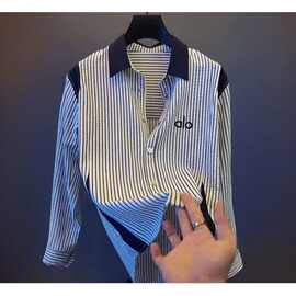 卫衣男士春秋季2025新款潮牌翻领衬衫打底衫衣服潮流长袖T恤男装