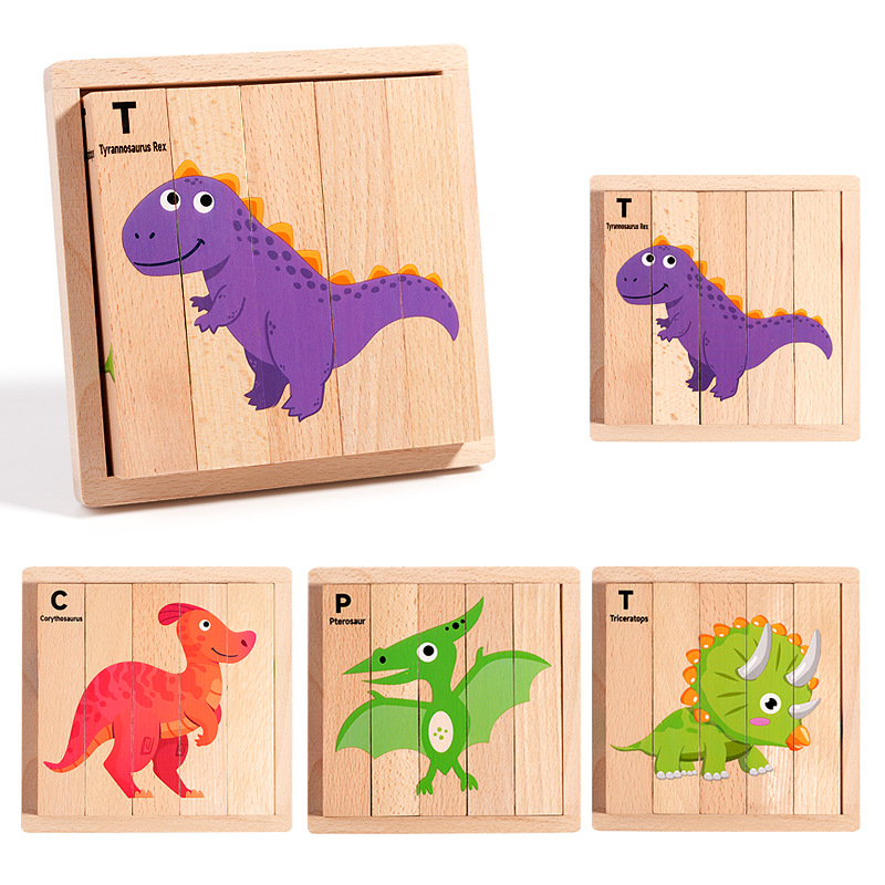 Educación infantil infantil puzzle de madera estereoscópico puzzle animal panel de cognición animal bebé mano agarra juguetes de madera