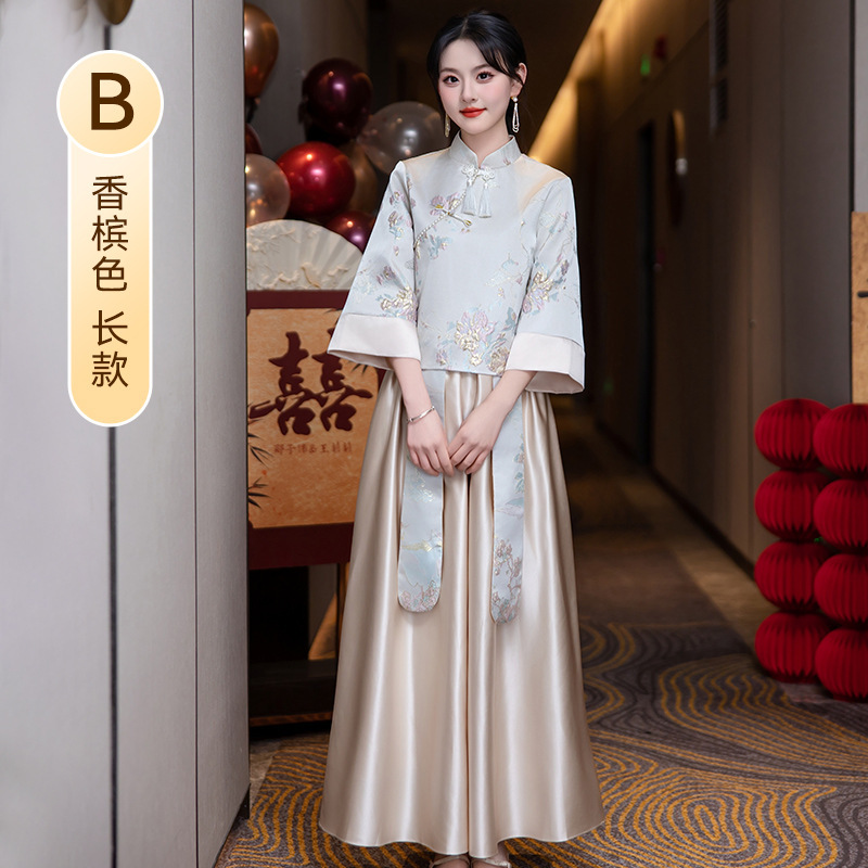 中式伴娘服女2025新款小众婚礼姐妹团马面裙礼服套装秋冬平时可穿|undefined