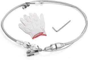 Spurtar 60.96cm Universal Throttle Cable Stainless Steel Braided Cover Locking Kit with Aluminum Connector