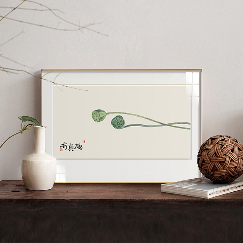 Yao Fangxin Chinese Zen decorative painting living room leisure area hanging painting green plant flower art mural small fresh painting