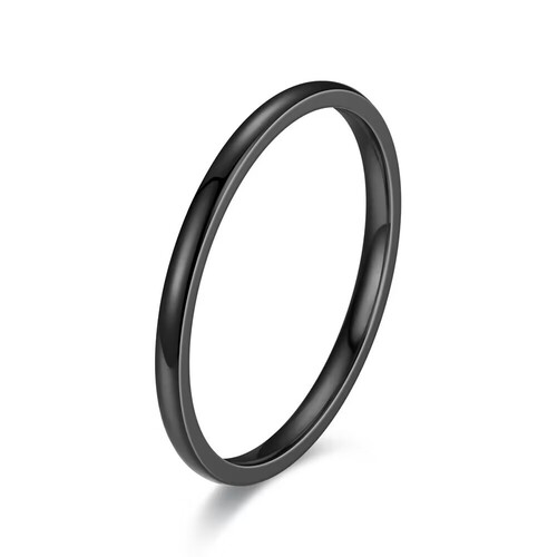 Custom Engraved Letter Titanium Steel Ring for Women with 2mm Curved Design, 18k Gold Color Band Gift