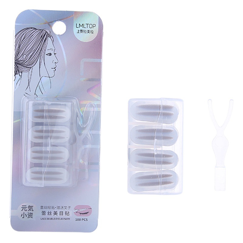 LMLTOP100 pares de pegatinas de párpados dobles invisibles naturales pegatinas de belleza de color de piel de encaje de malla sin costuras TOP-060