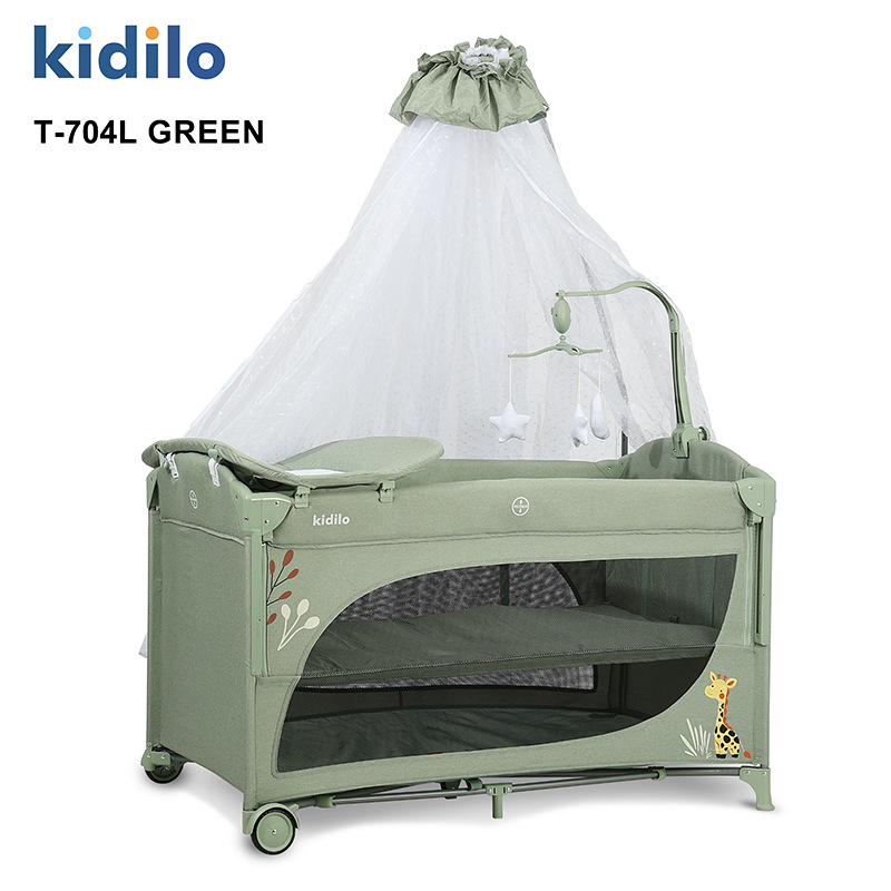 Kidilo Cama plegable portátil, cama de recién nacidos con pañales, lavabo de juego, cama de doble uso para dormir