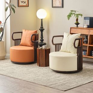 New Chinese Style Leisure Sofa Chair Upgraded Old Elm Negotiation Chair Modern Light Luxury Solid Wood Sofa Chair Balcony Leisure Chair