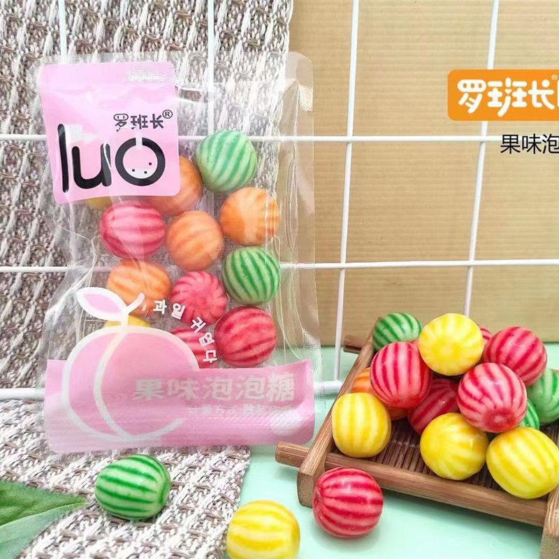 Nostalgic Watermelon Flavored Bubble Gum Fruit Lollipop Cotton Candy Cc Roll Jump Rope Whistle Candy Childhood