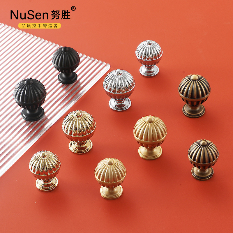 博雅法式衣櫃純銅拉手單孔圓球鍍鉻亮銀金色復古銅抽屜櫥櫃門把手