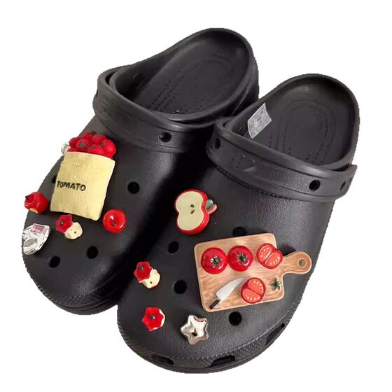 Hole Shoes Original Apple Shoe Flower Accessories DIY Upper Decorative Buckle Creative Food Play Shoe Buckle Flower Red Book Same