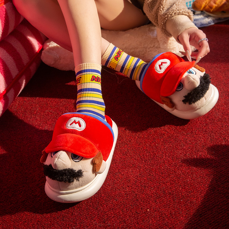 Cartoon Cotton Slippers Men's 2025 New Indoor Home Non-Slip Couple Warm Cotton Slippers Men's Winter