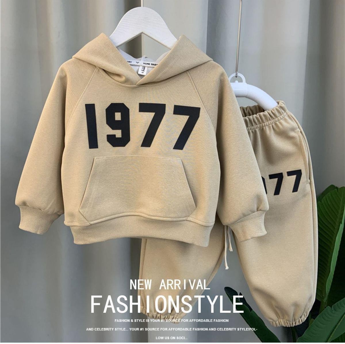 Vår och höst Koreanskt mode Nytt set Varmt pojkar 1977 digital huvtröja i två delar_voghion.com