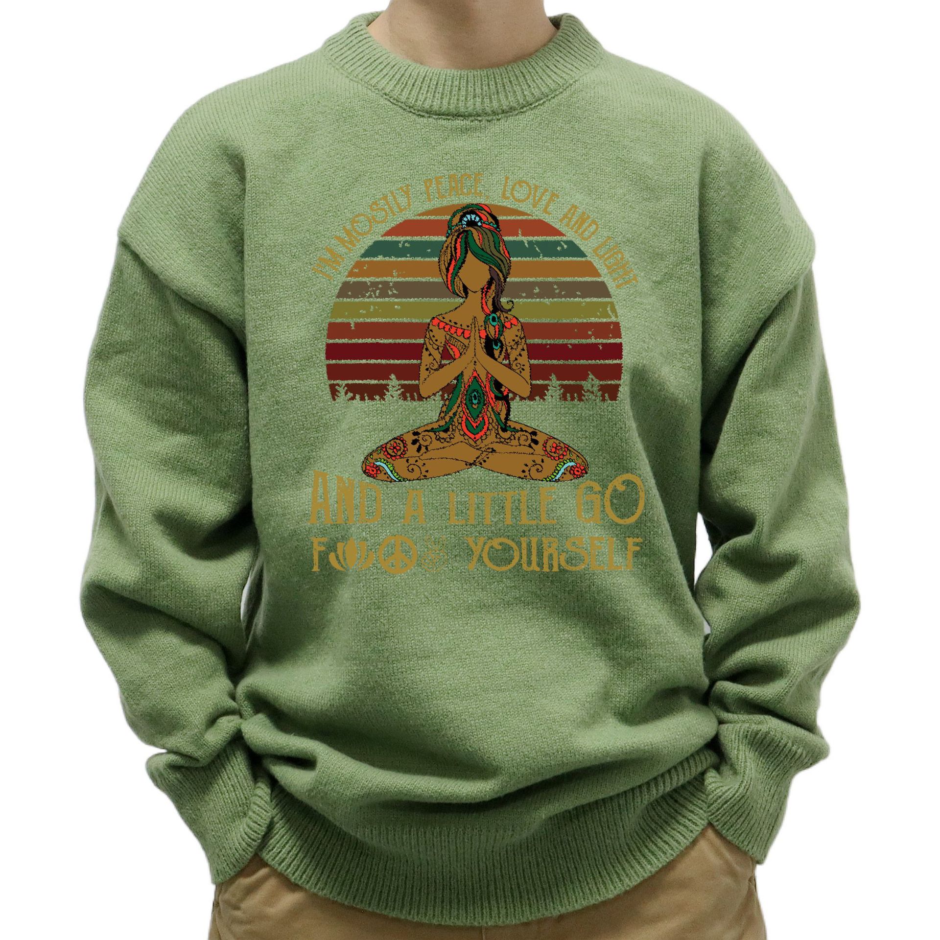 New Men's European Autumn Winter Loose Knitted Sweaters Y2K Style Printed Pullover Sweaters for Men Tops_voghion.com