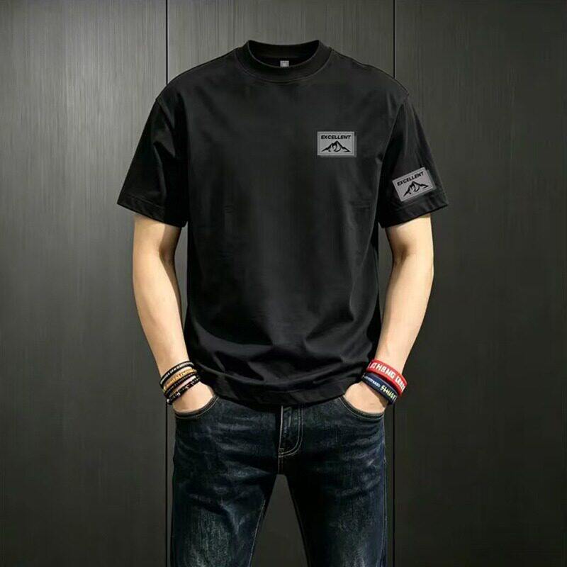 Summer New Short-Sleeved T-Shirt for Men, Ice Silk Breathable Trendy Versatile Round Neck Loose Large Size Thin Breathable Top