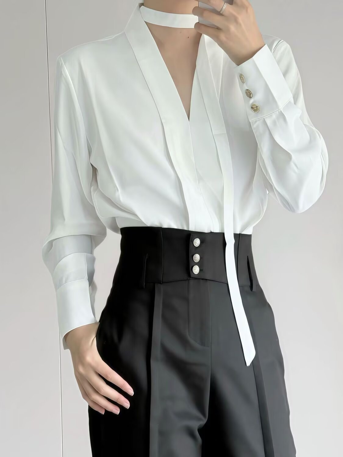 Two-meter-long legs Zhang Axing's new summer Korean style versatile slim high-waisted wide-leg straight-leg trousers