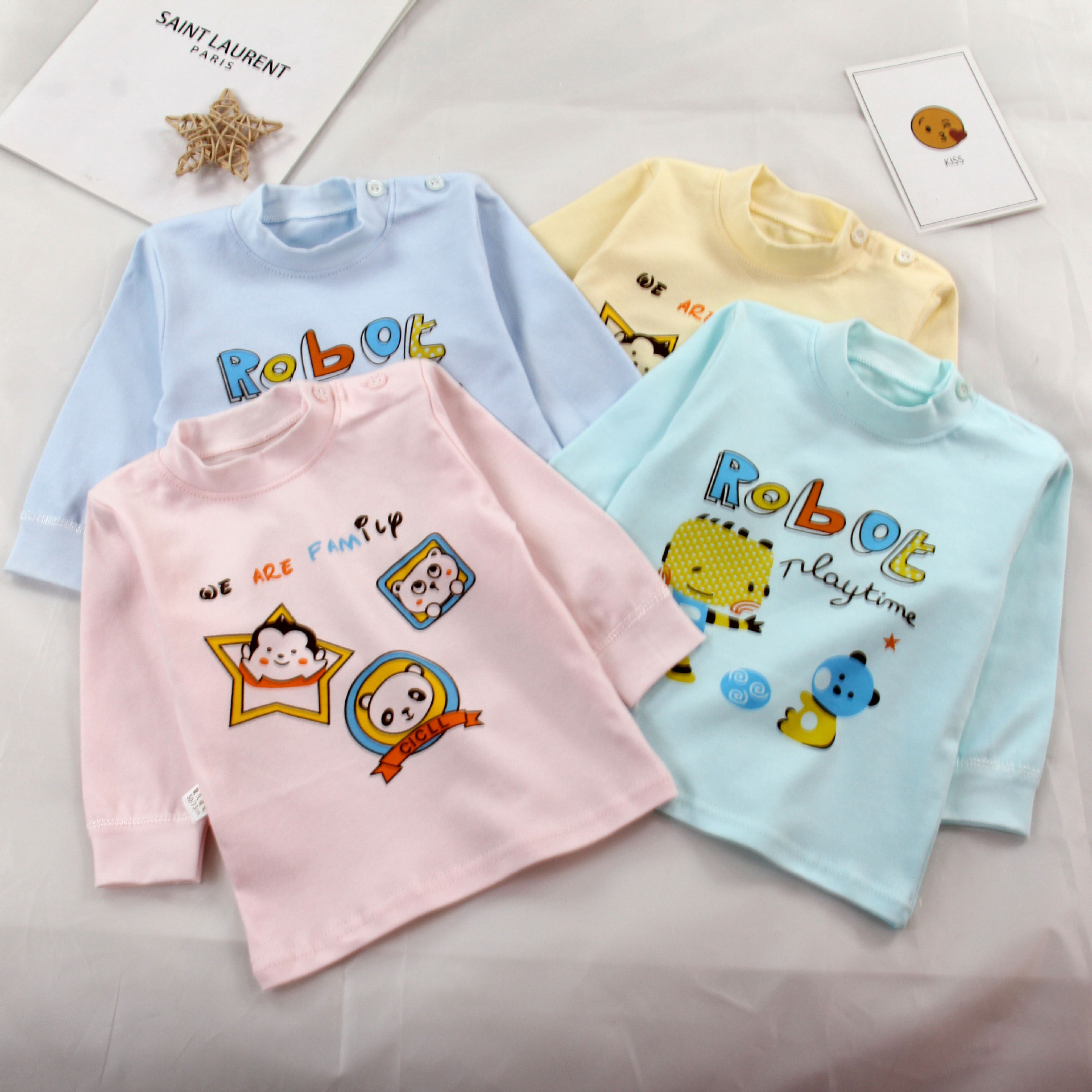 宝宝上衣春秋款婴幼儿0-1-3岁冬季打底衫衣服男女儿童肩扣长袖t恤|ru