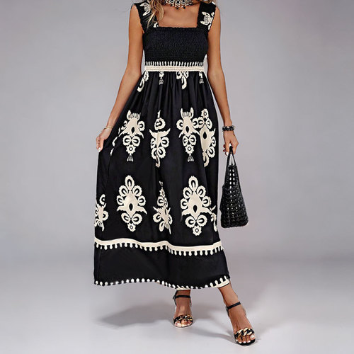 Summer 2025 Independent Website European and American Women's Elegant Fashion Print Dress 661