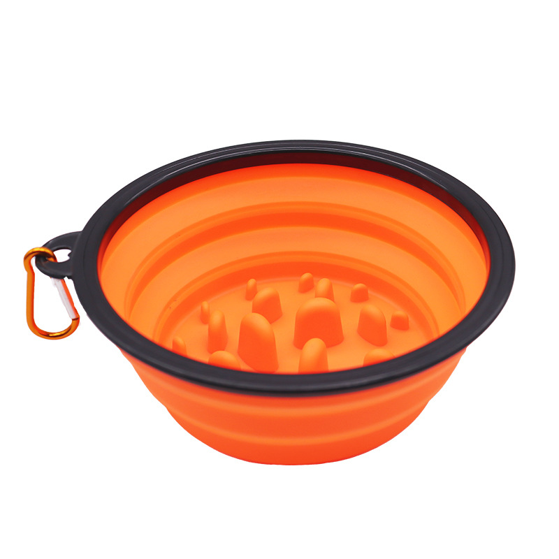 Spot al por mayor utensilios para mascotas Tazón plegable de silicona Tazón para perros Tazón para perros Tazón portátil para arroz para perros al aire libre Tazón de comida lenta para perros