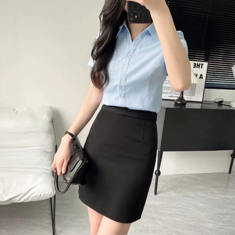 2024 Female College Students Summer Interview suit Shirt Short Skirt Front Desk Work Clothes Professional Dress Civil Servant Interview Clothes