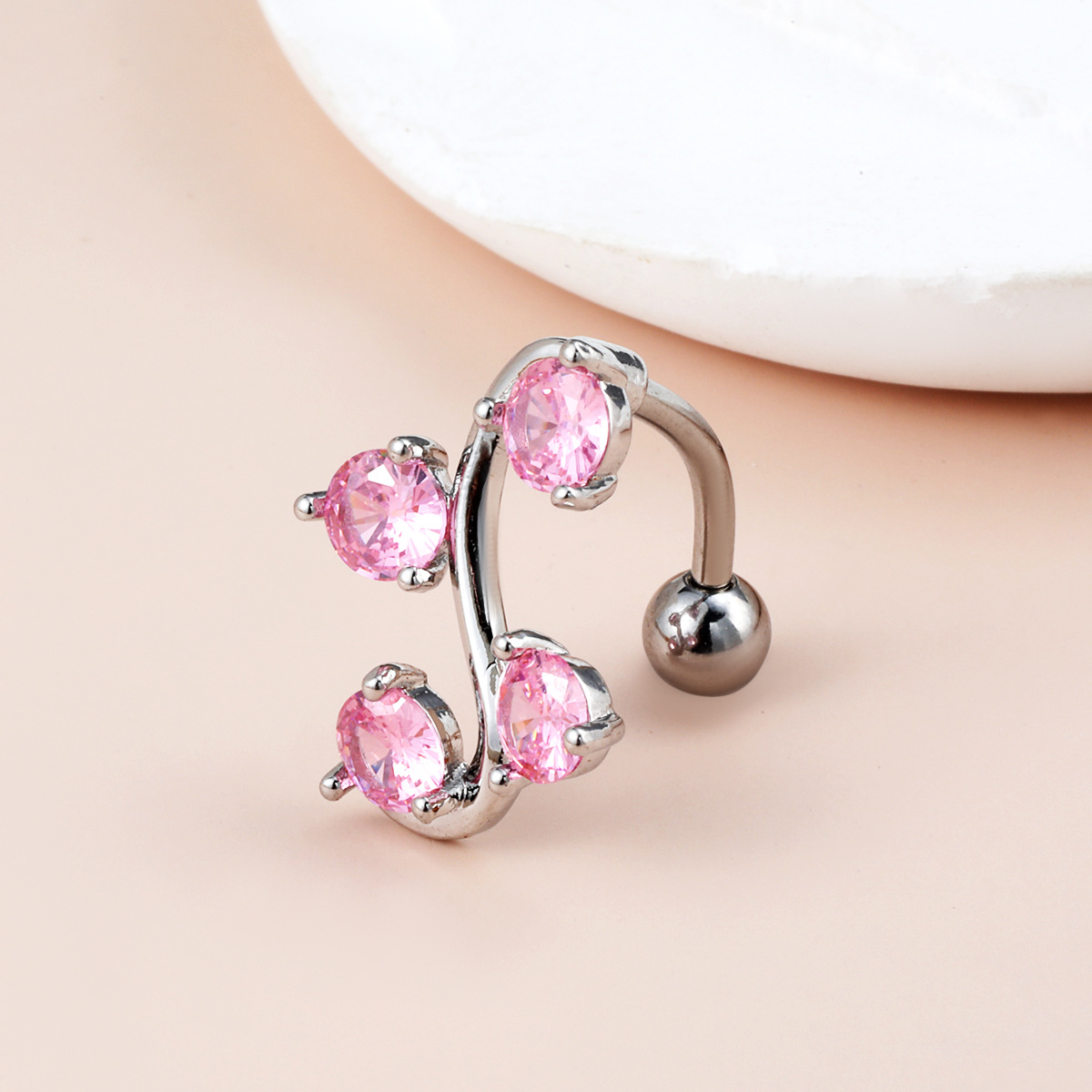 Sparkling Tree Branch Belly Button Ring With Diamonds Unique Style_voghion.com