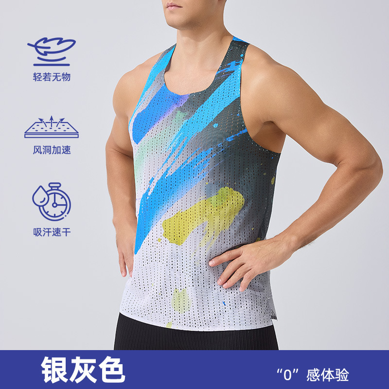 Chalecos deportivos transfronterizos camisetas sin mangas en túneles de viento ligeros y delgados en verano corren transpirables maratones de atletismo chalecos de secado rápido hombres image 10