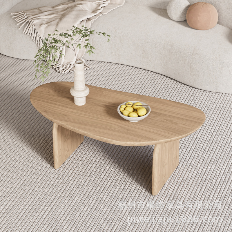 Mesa de centro de troncos exquisita de estilo japonés nórdico Sala de estar Mesa de té ovalada Casa de familia retro Mesa de diseñador creativo