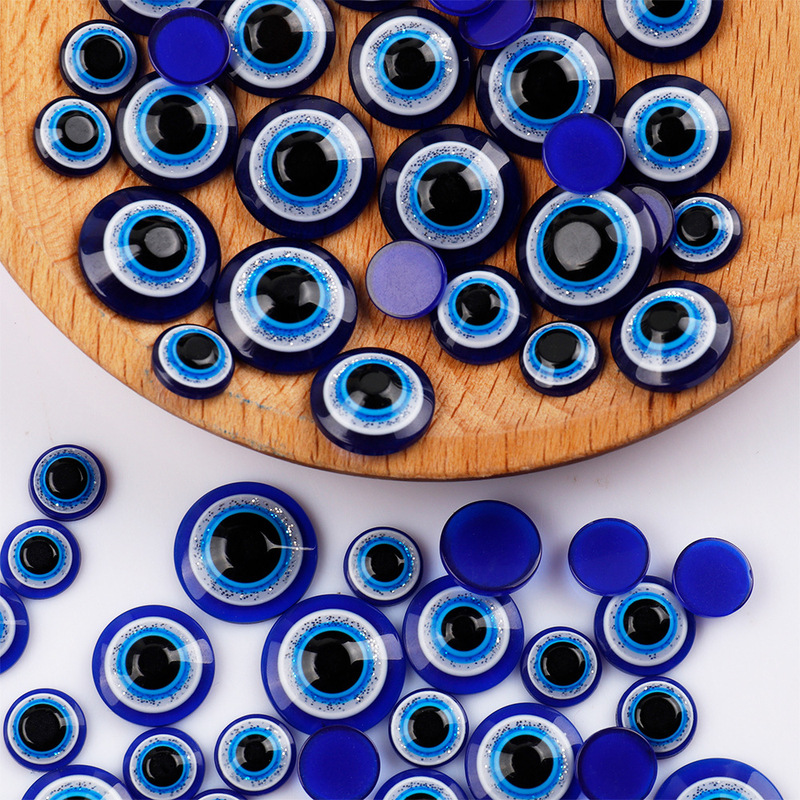 Resin funny funny Devil eye patch blue flat thin flashing eye interface diy handmade jewelry accessories Resin funny funny Devil eye patch blue flat thin flashing eye interface diy handmade jewelry accessories