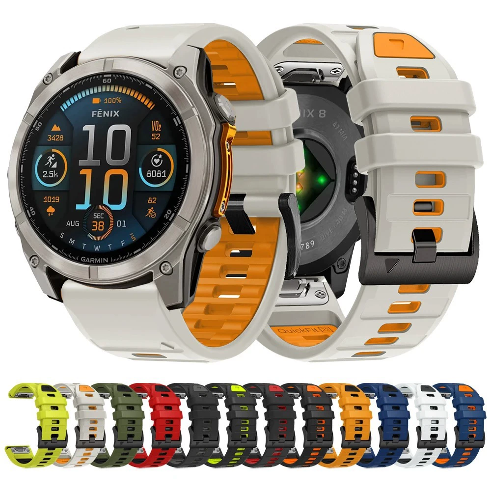 Подходящий Jiaming Fenix ​​E 8 7 7x 6x 6x 5 5x Быстрая разборка Двухцветный силиконовый ремешок 22/26мм