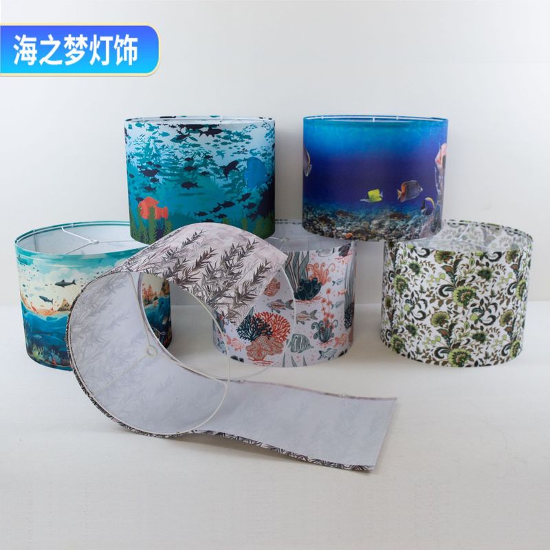 跨境亚马逊图案印刷布艺灯罩可拆卸KD罩装饰吊灯落地灯台灯灯罩|undefined