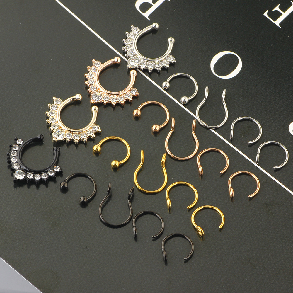 Stainless Steel Nose Ring Clip Set - Fake Piercing Nose Hoop 18Pcs Combo Wholesale detail image 7