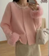 秋冬时尚撞色条纹棒球领拉链开衫毛衣女时尚通勤长袖针织衫外套|undefined