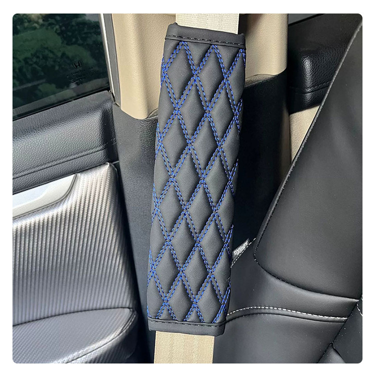Cross-Border Double-Line Quilted Embroidered Shoulder Pads, Car Seatbelt Shoulder Pads, Leather Comfortable Breathable Seatbelt Protective Shoulder Pads