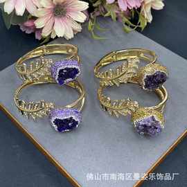 乌拉圭紫水晶手环活口保色天然石vintage手镯厂家直销首饰批发