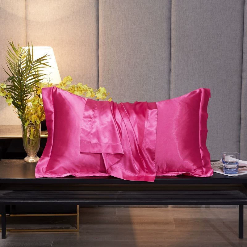 Double-sided Silk Pillowcase, Reversible Satin Finish, 48×74 cm (Multiple Colors)