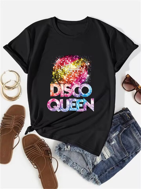 Women's Sailor Collar T-Shirt, Retro Style 70S Disco Queen Theme, Casual and Comfortable for Summer Women's Sailor Collar T-Shirt, Retro Style 70S Disco Queen Theme, Casual and Comfortable for Summer