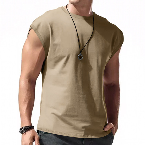 Amazon cross-border men's summer new multi-color sleeveless T-shirt loose solid color waistcoat vest for men