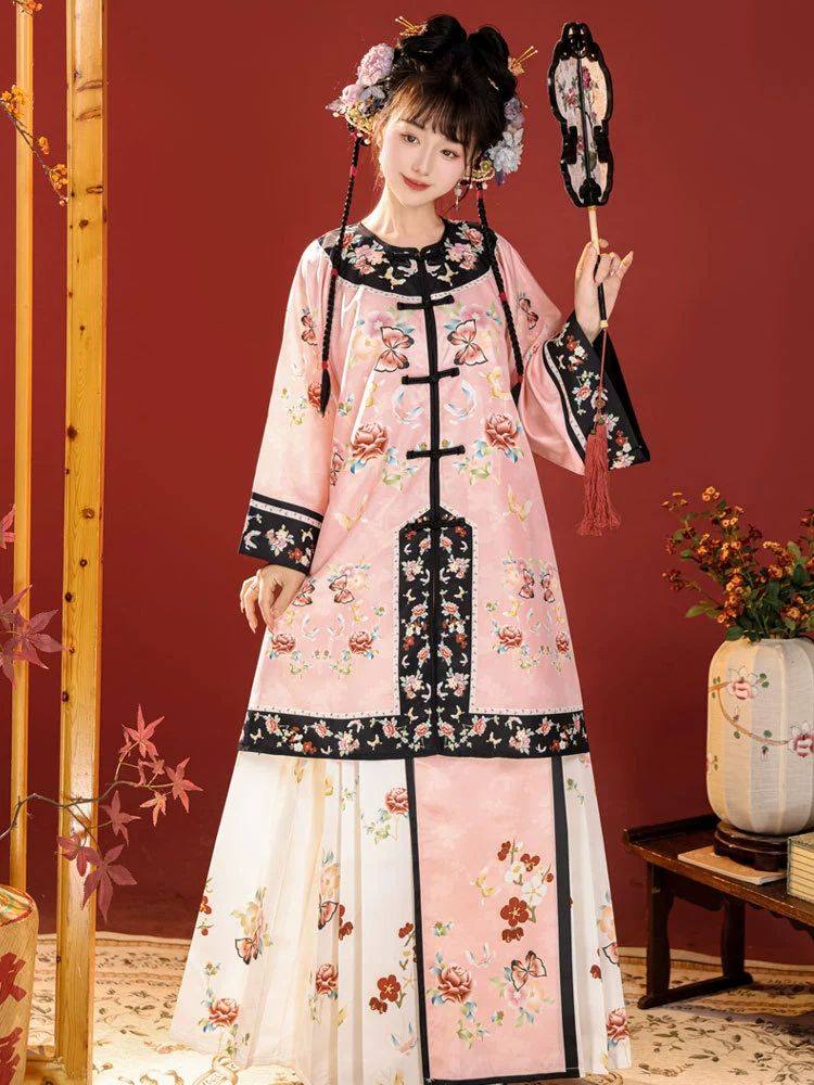 Оригинальная Ханьская одежда [благоприятная] клетчатая одежда принцессы Цин и ханьский женский кардиган с круглым вырезом в стиле ретро, прочный осенний принт