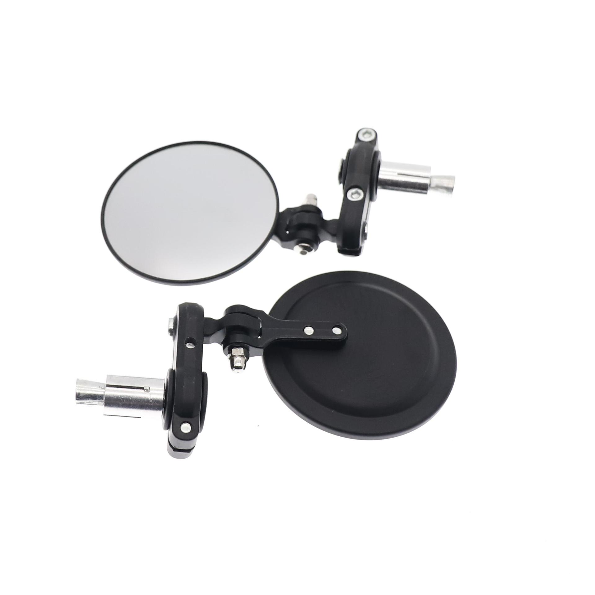 Espejo retrovisor modificado para motocicleta Espejo pequeño redondo para automóviles eléctricos Espejo de mango plegable retro general para Harley