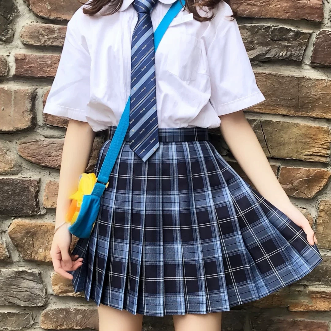 Юбка JK Uniform JK в клетку с высокой талией в японском колледже Gangli Tiange Юбка Плиссированная Складная весенне-летняя школьная форма для студентов