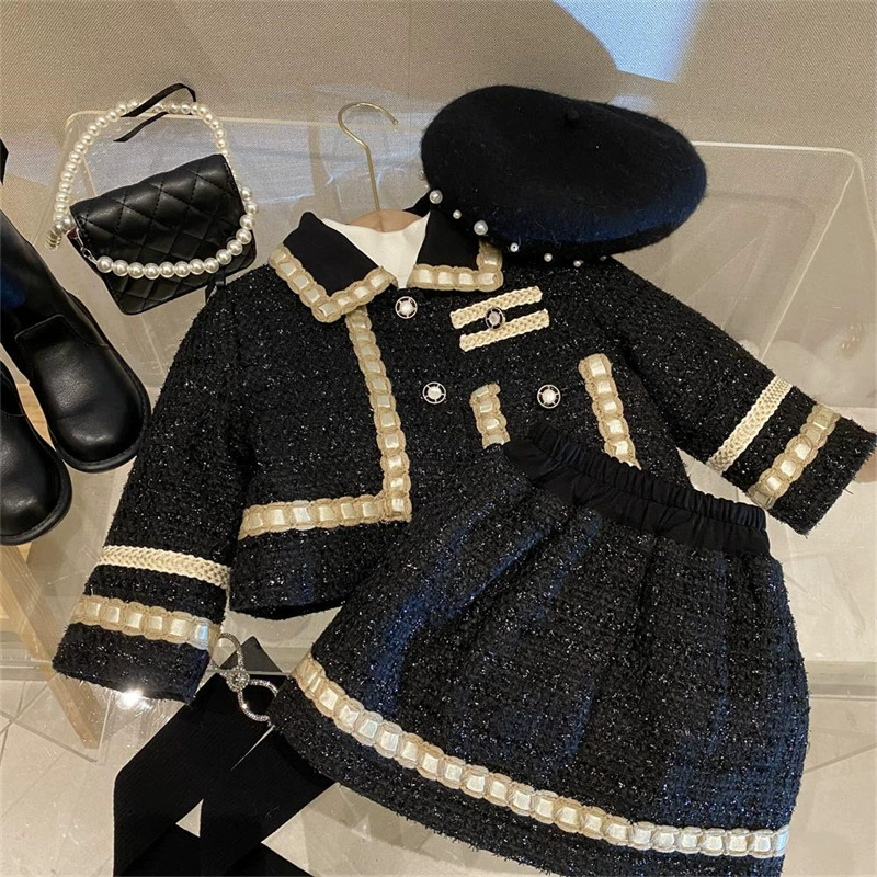 Children's Jacket & Quilted Skirt Set (girl), chanel-style western look, demi-season 90–140 cm