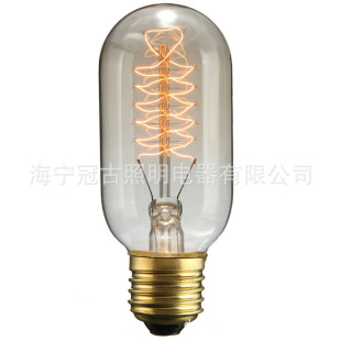 Cross-border Amazon wholesale T45 vintage Edison lamp 40W spiral antique lamp decorative Edison tungsten bulb