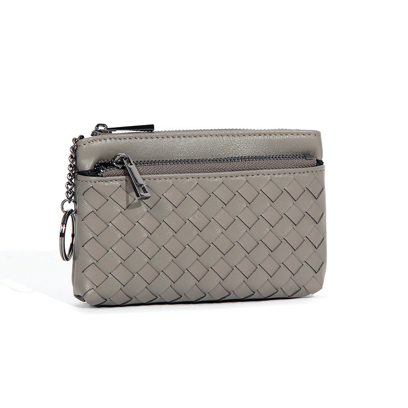 New Handmade Woven Sheepskin Coin Purse Women's High-end Sense Key Ring Coin Bag Genuine Leather Zipper Small Wallet New Handmade Woven Sheepskin Coin Purse Women's High-end Sense Key Ring Coin Bag Genuine Leather Zipper Small Wallet