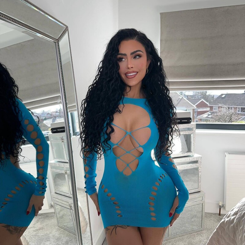 European and American Style Sexy Fishnet One-Piece Hollow-Out Nightgown, Bodycon Dress with Long Sleeves and Open Back European and American Style Sexy Fishnet One-Piece Hollow-Out Nightgown, Bodycon Dress with Long Sleeves and Open Back