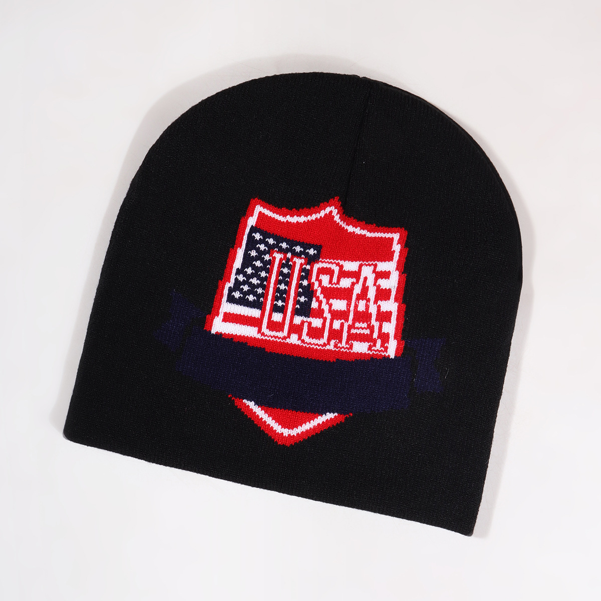 Unisex Flag shield jacquard knit cap simple_voghion.com