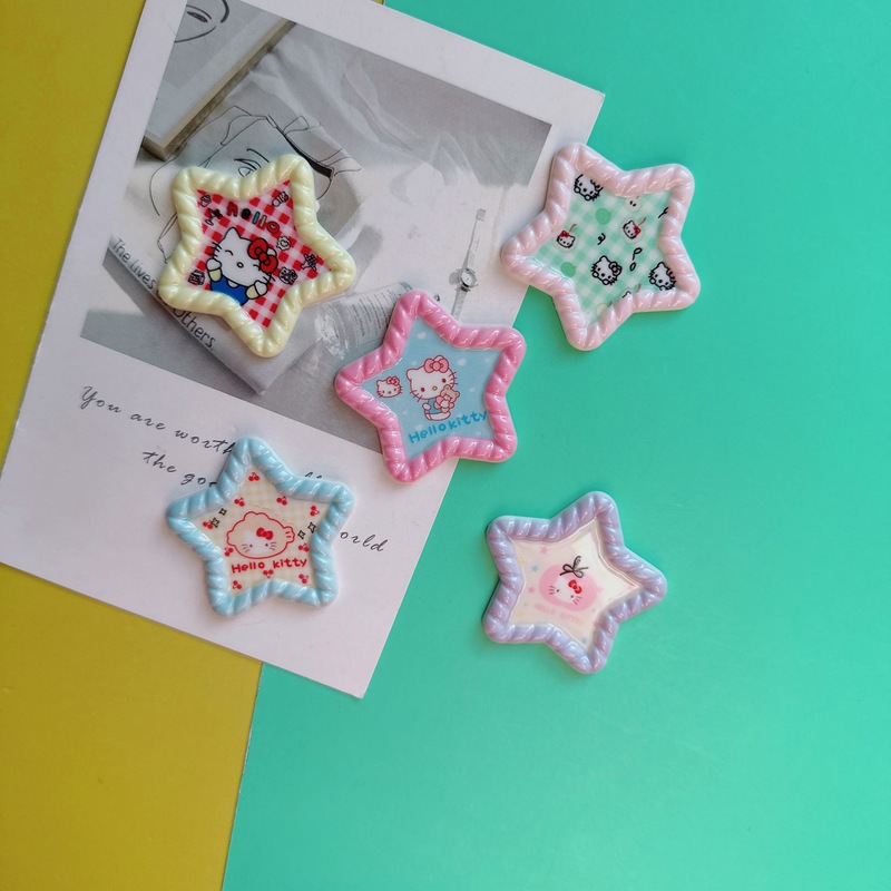 光沢のあるカラフルな甘い子猫五芒星アクセサリー diy クリーム接着剤携帯電話ケースヘアピン帽子バッグおもちゃ材料|undefined