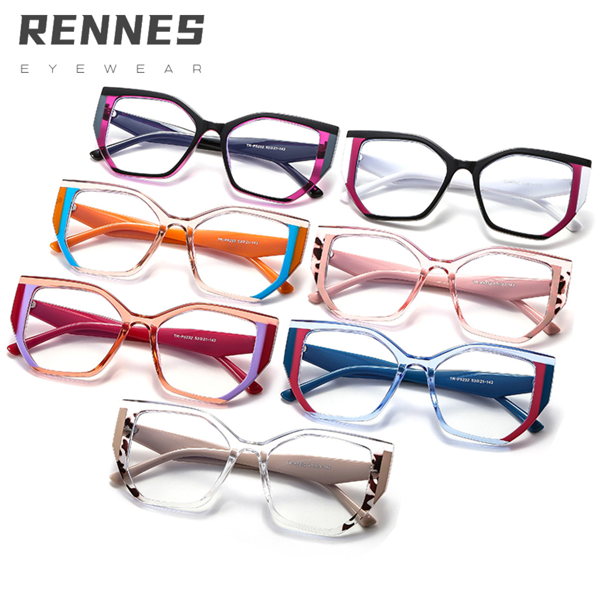 Nuevo estilo transfronterizo europeo y americano TR90 a juego de colores simple y elegante espejo plano anti-luz azul