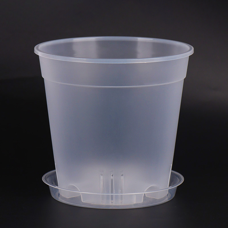Nuevo recipiente de plástico transpirable al por mayor recipiente de flores multiculposa hortenida de hojas de color base de plantación recipiente de flores transparentes