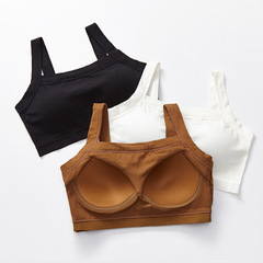 Women's strapless one-piece collared vest with breast pads inside, pure cotton bottoming underwear, one cup, no need to wear bra, summer hair